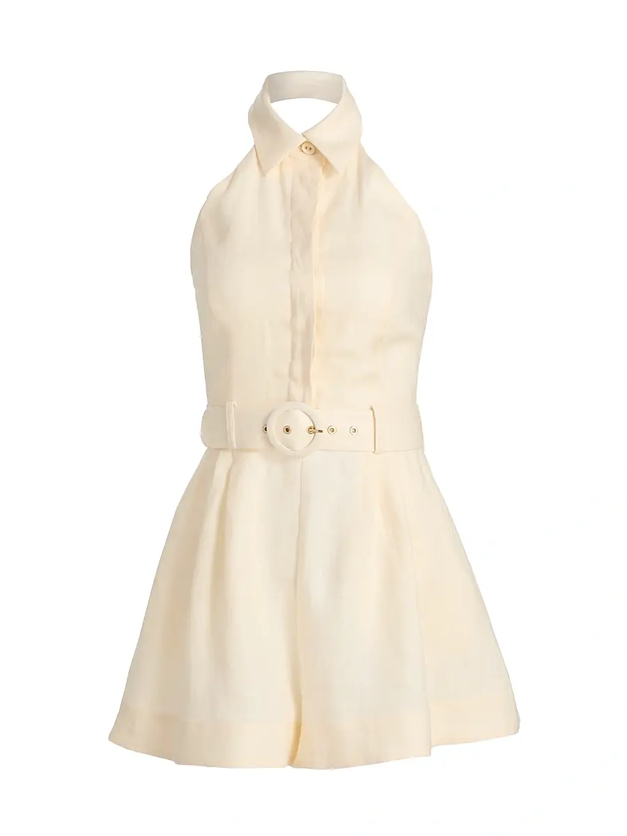 Zimmermann Women's Awaken Halterneck Linen Romper | Image 1 Zimmermann Women's Awaken Halterneck Linen Romper | Image 1
