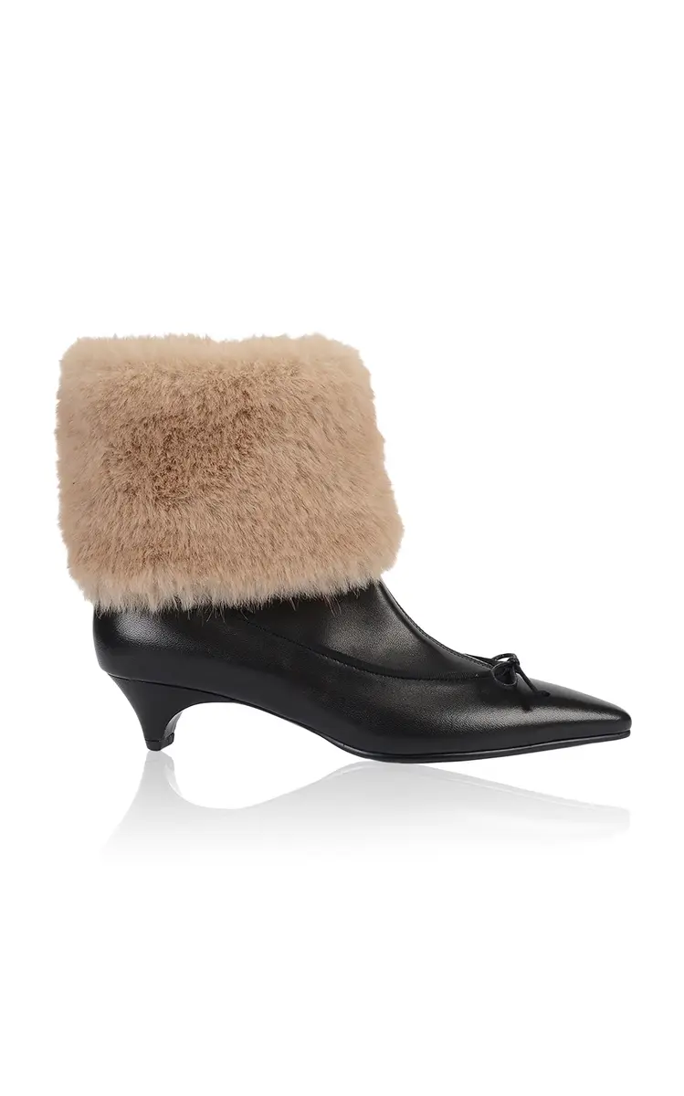 SALONDEJU Ballet Fur Ankle Boots