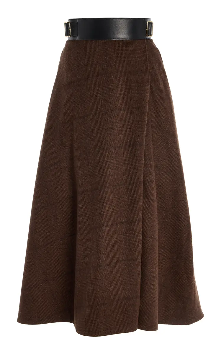 Adam Lippes Glen Plaid Cashmere Midi Skirt | Thumbnail 6