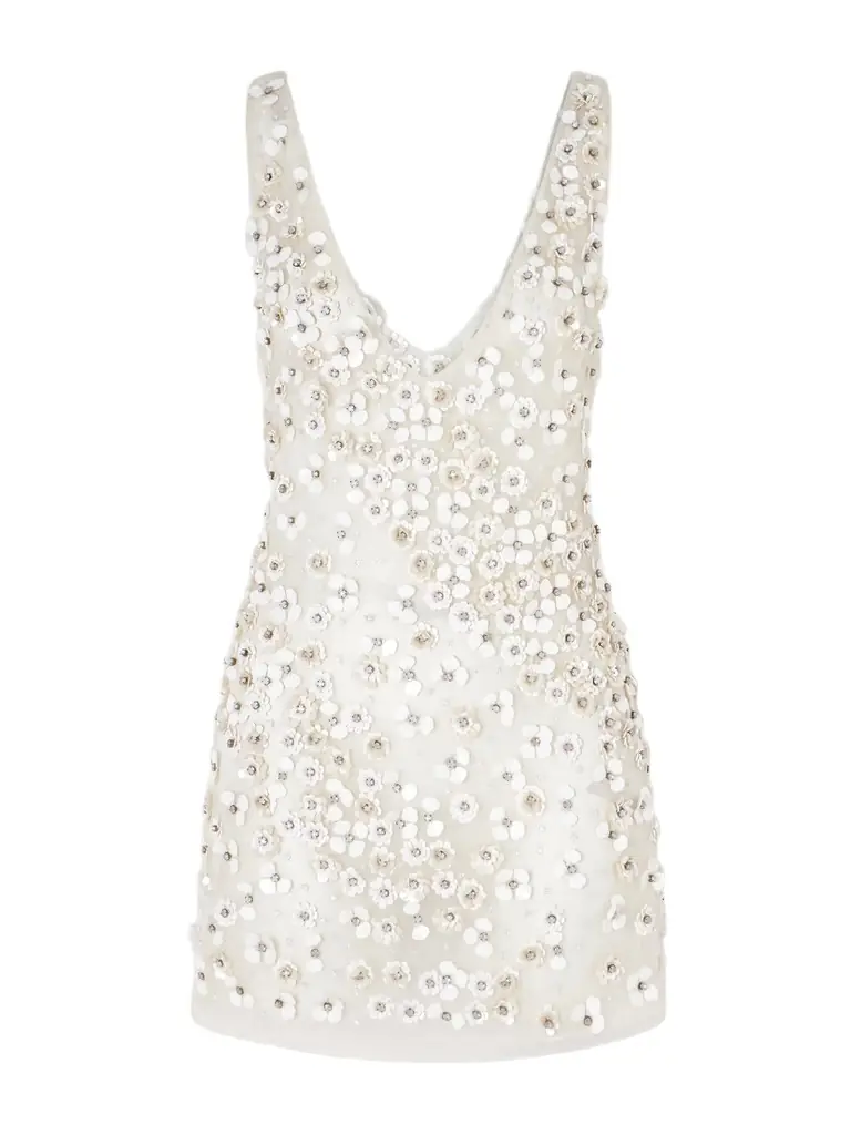 Sapphira Floral-embellished Silk-organza Mini Dress Sapphira Floral-embellished Silk-organza Mini Dress