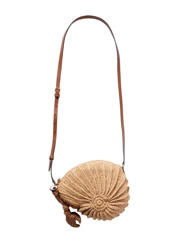 Anya Hindmarch Hermit Crab Leather-trimmed Raffia Shoulder Bag | Image 1 Anya Hindmarch Hermit Crab Leather-trimmed Raffia Shoulder Bag | Image 1
