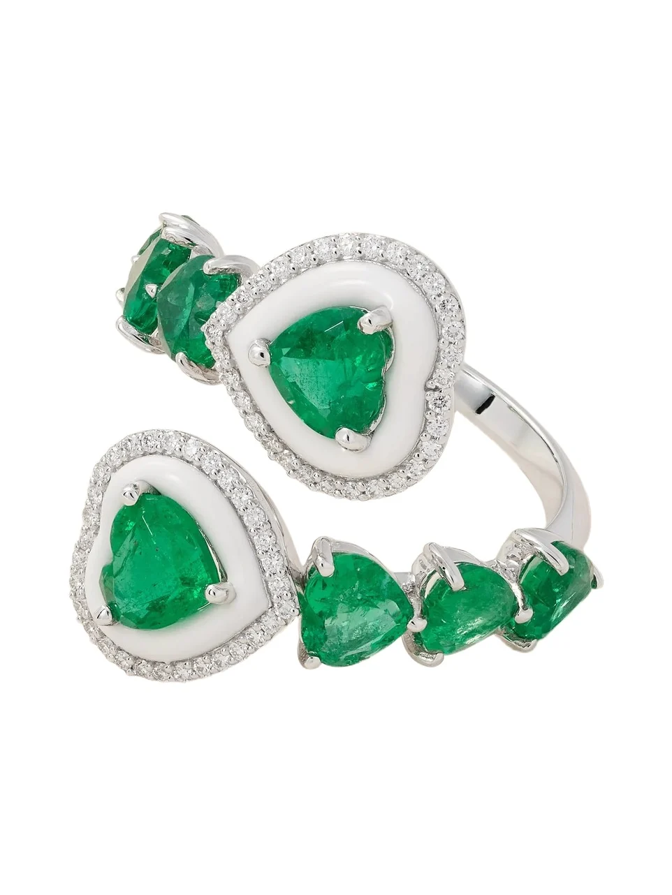 Sea 18-karat White Gold, Emerald, Diamond And Enamel Ring Sea 18-karat White Gold, Emerald, Diamond And Enamel Ring