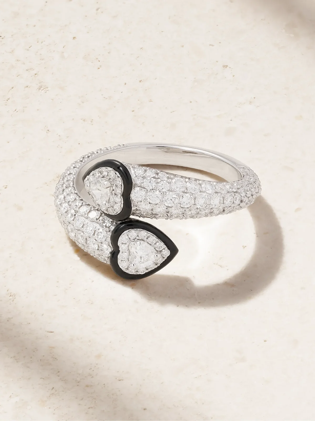 Double Crush 18-karat White Gold, Diamond And Enamel Ring Double Crush 18-karat White Gold, Diamond And Enamel Ring