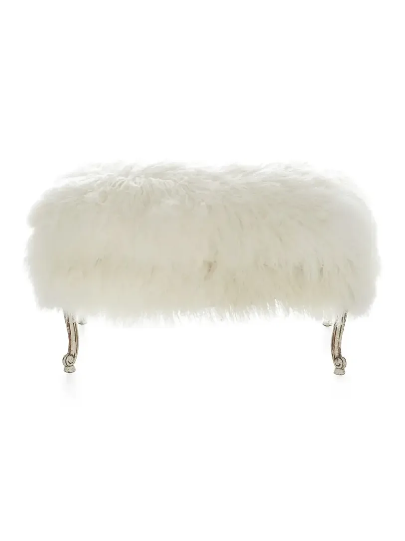 Old Hickory Tannery Worthen Sheepskin Ottoman