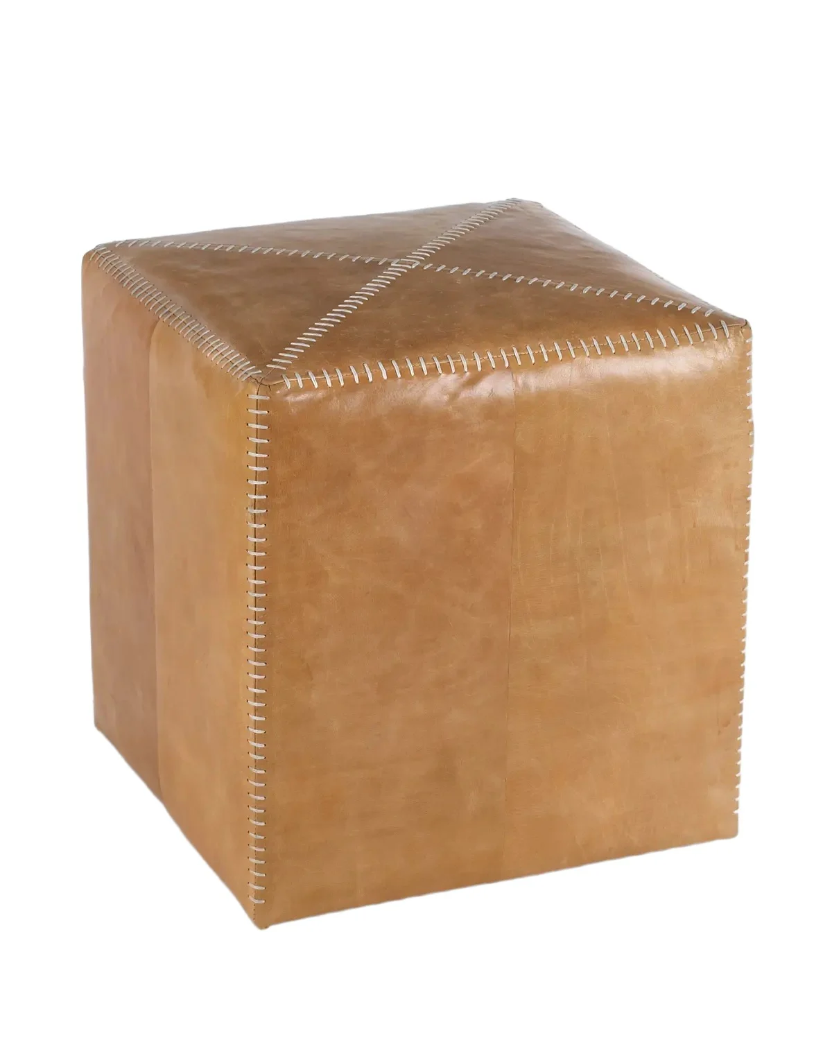 Jamie Young Small Buff Leather Ottoman