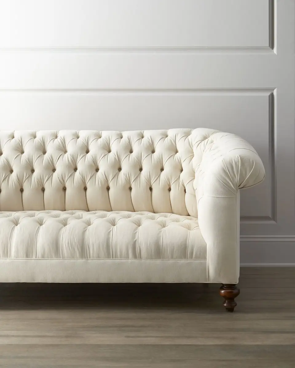 Old Hickory Tannery Ellsworth Neutral Tufted Sofa 84" | Thumbnail 2