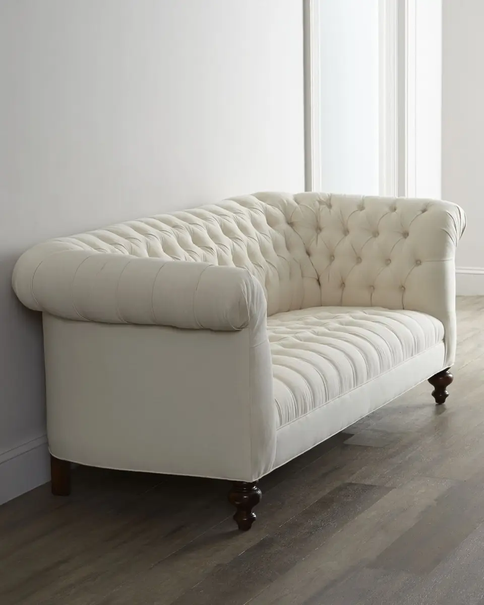 Old Hickory Tannery Ellsworth Neutral Tufted Sofa 84" | Thumbnail 3