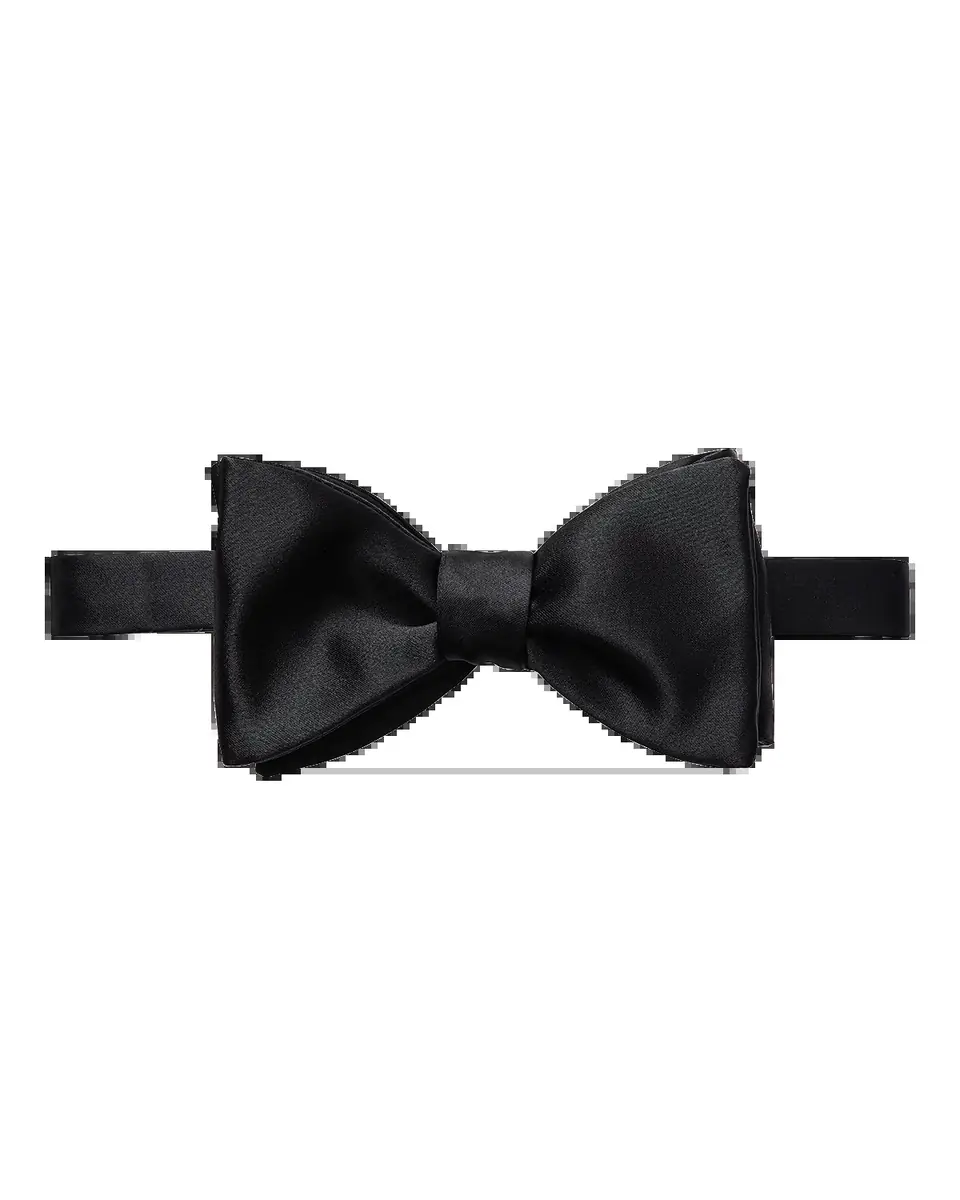 Eton Black Silk Satin Self Tied Bow Tie | Thumbnail 2