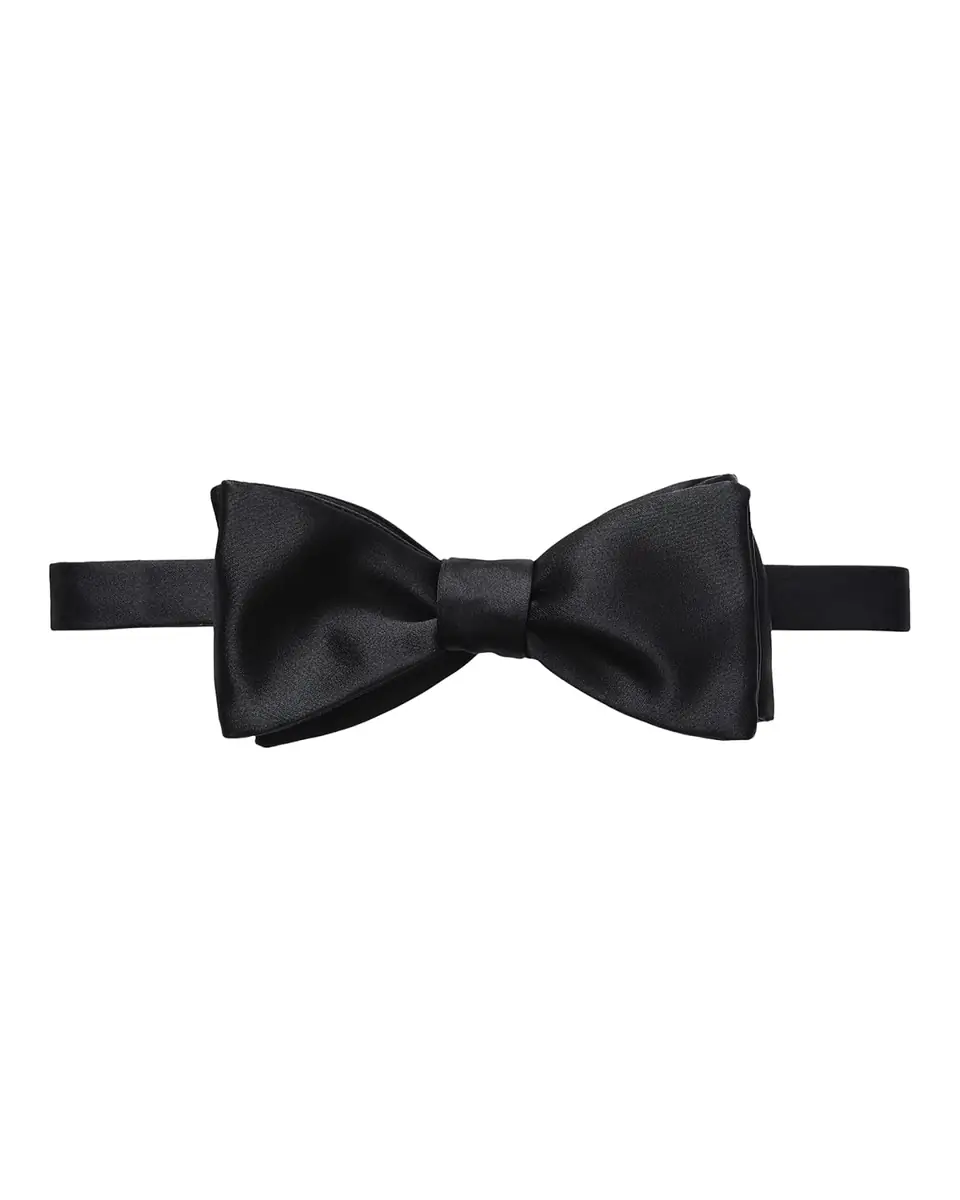 Eton Black Silk Satin Self Tied Bow Tie | Thumbnail 3