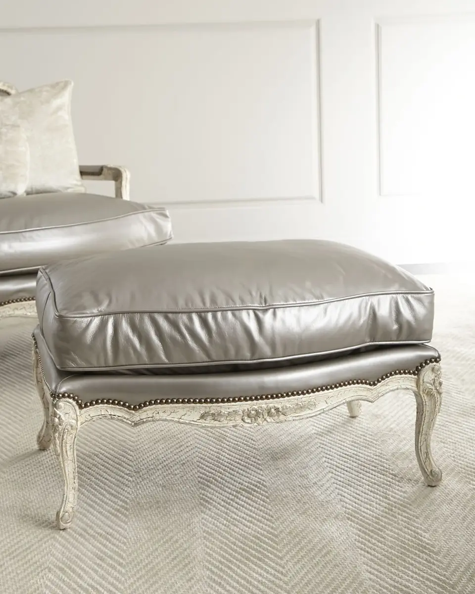Old Hickory Tannery Silver Leather Bergere Ottoman | Thumbnail 2 Old Hickory Tannery Silver Leather Bergere Ottoman | Thumbnail 2