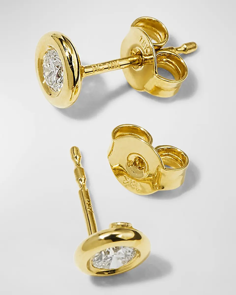 Roberto Coin 18k Gold Diamond Solitaire Stud Earrings | Thumbnail 3