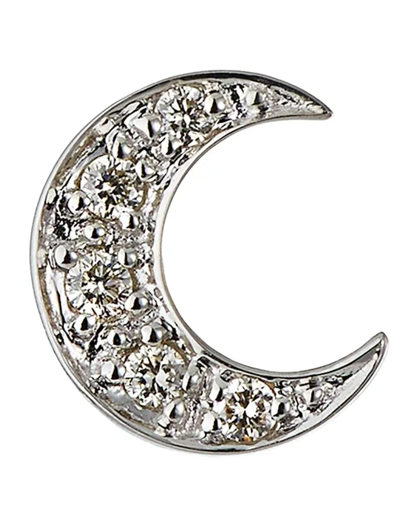 Sydney Evan 14k Pave Diamond Crescent Moon Single Stud Earring | Image 1 Sydney Evan 14k Pave Diamond Crescent Moon Single Stud Earring | Image 1