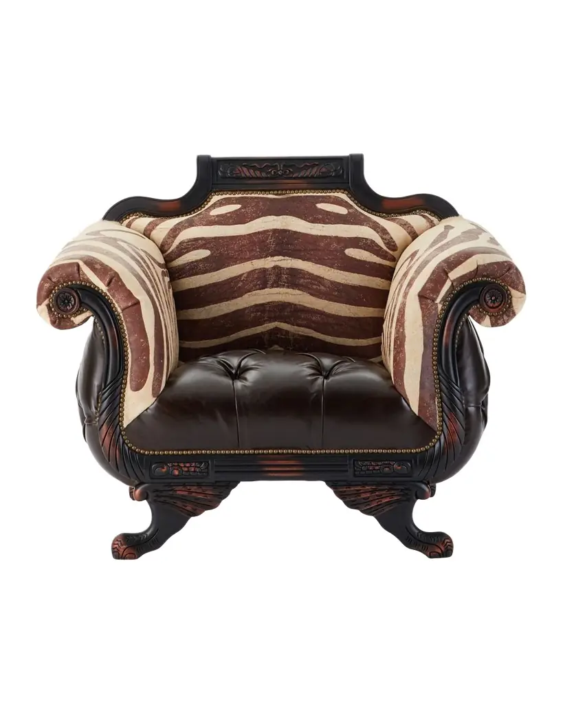 Old Hickory Tannery Meyer Tufted Leather & Hair on Hide Chair | Image 1 Old Hickory Tannery Meyer Tufted Leather & Hair on Hide Chair | Image 1