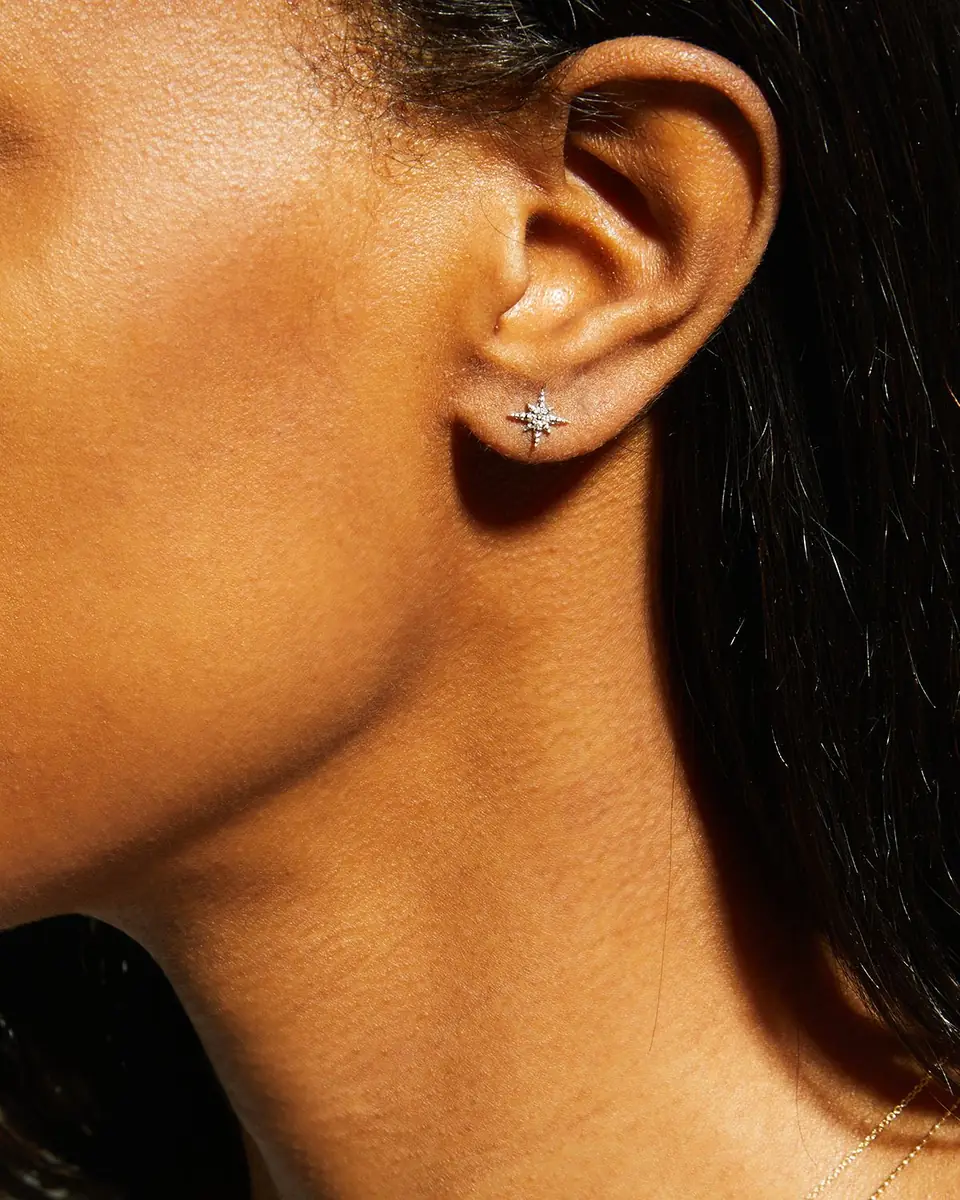 Sydney Evan Starburst Diamond Single Stud Earring | Thumbnail 2