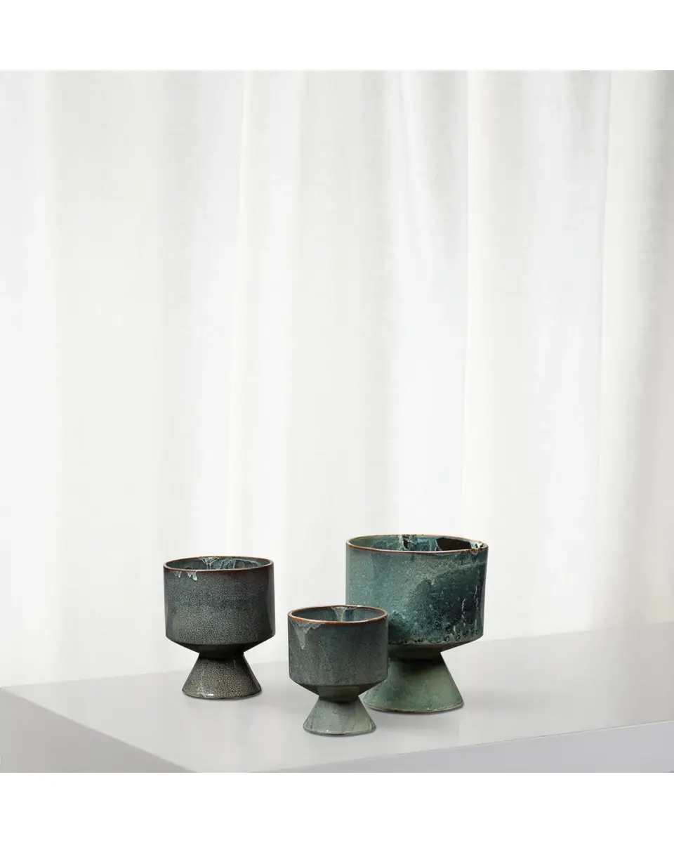 Jamie Young Berkeley Pots in Blue Ceramic, Set of 3 | Thumbnail 2 Jamie Young Berkeley Pots in Blue Ceramic, Set of 3 | Thumbnail 2