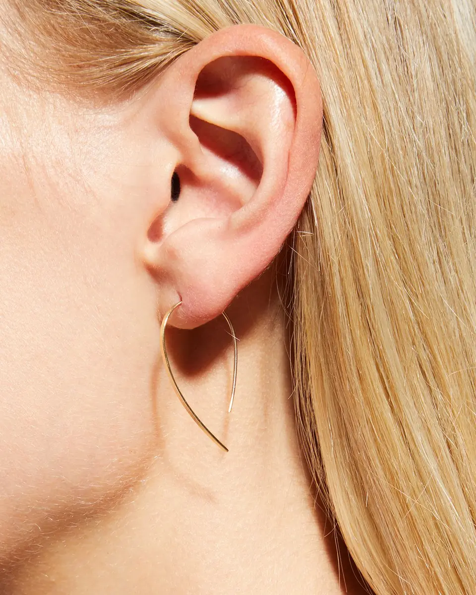 LANA 14K Gold Mini Flat Hooked on Hoop Earrings | Thumbnail 2