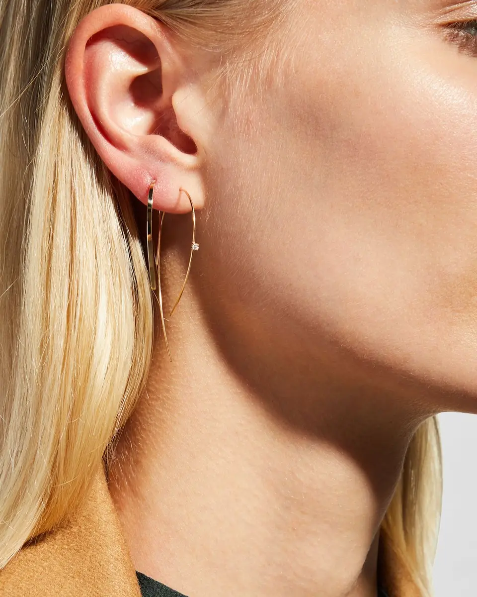 LANA 14K Gold Mini Flat Hooked on Hoop Earrings | Thumbnail 5