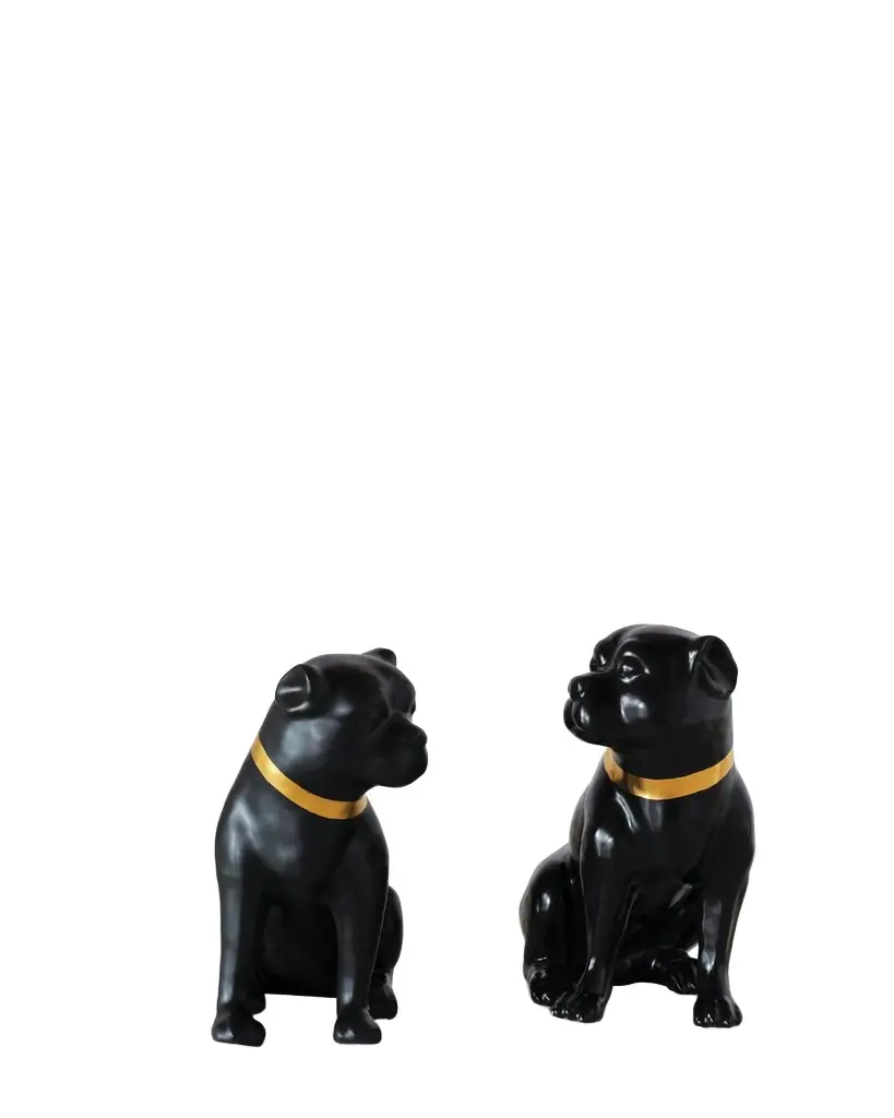 Port 68 Cecil Black Pug Statues, Set of 2