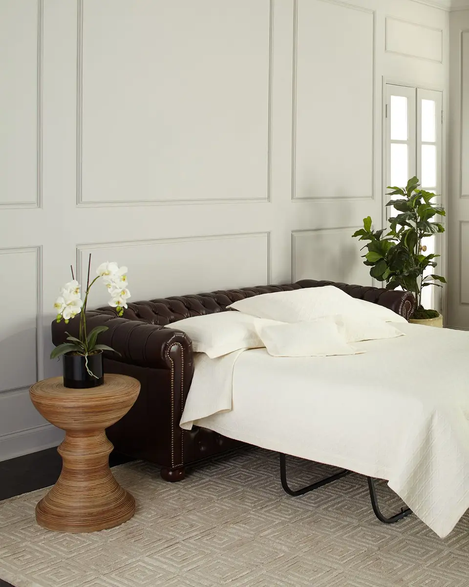 Old Hickory Tannery Chesterfield Leather Sleeper Sofa, 84"