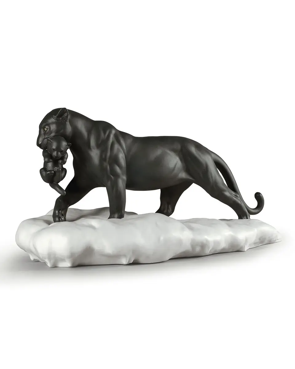 Lladro Black Panther with Cub Figurine | Thumbnail 3