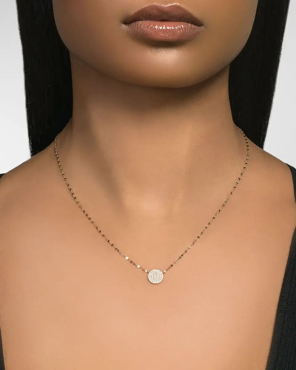 LANA 14K Gold Diamond Pave Disc Pendant Necklace | Image 1 LANA 14K Gold Diamond Pave Disc Pendant Necklace | Image 1