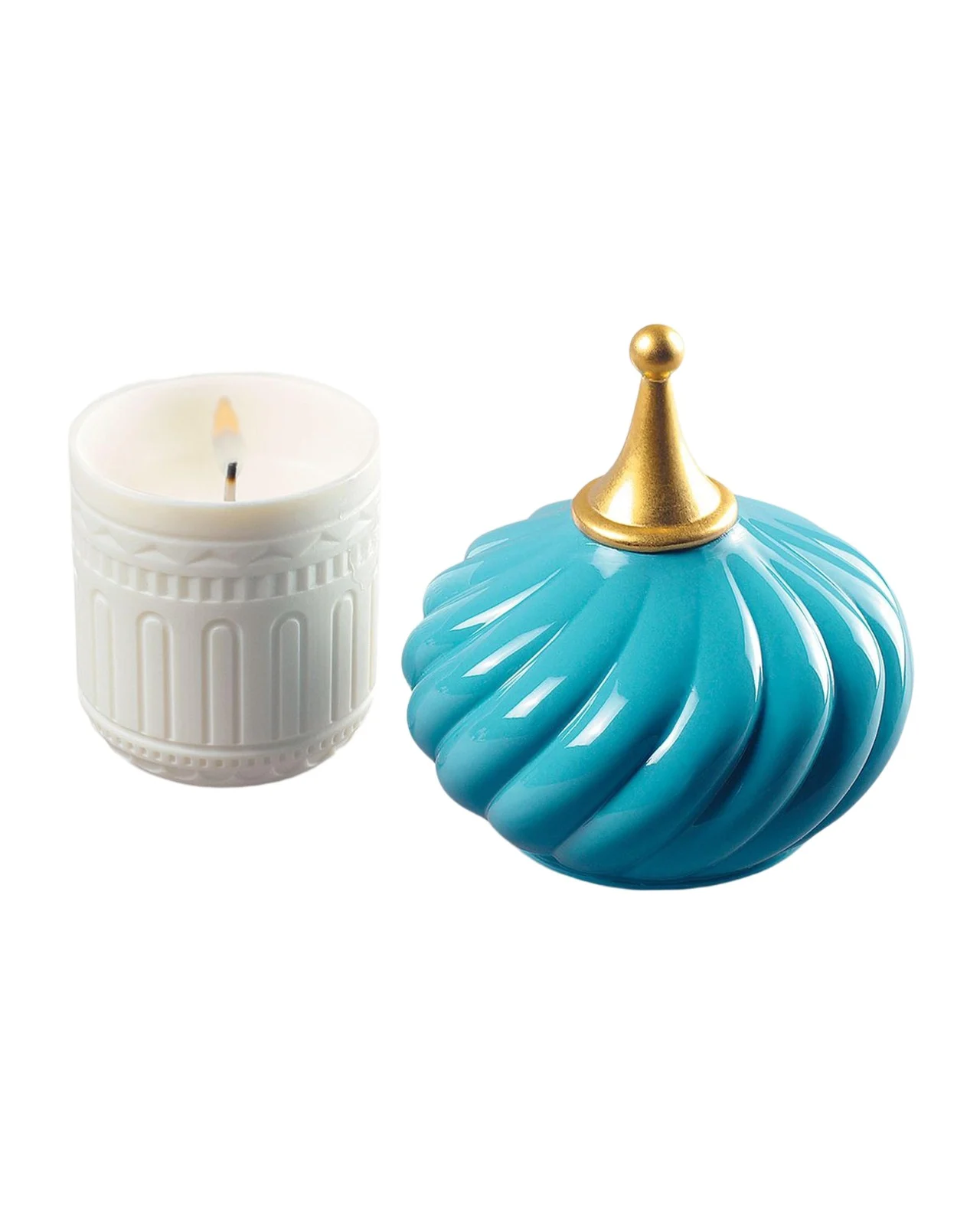 Lladro Turquoise Spire 1001 Lights Candle