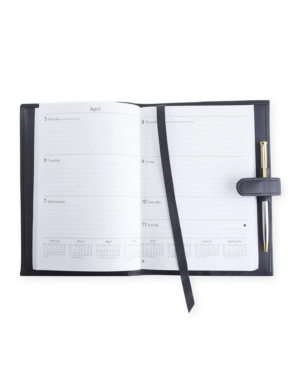 Royce New York Monogrammed Executive Weekly Leather Calendar Planner, Personalized | Thumbnail 2