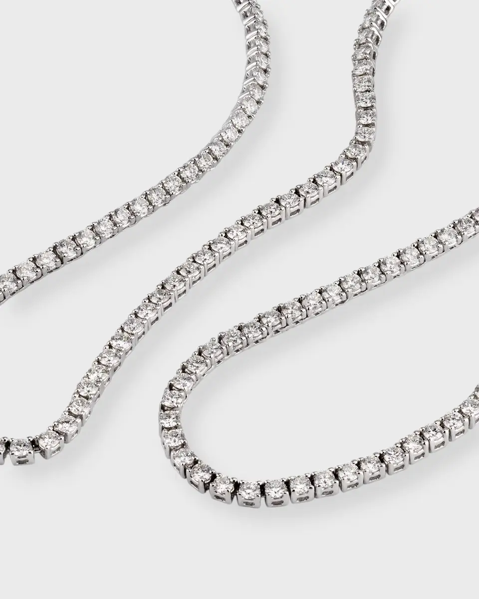 Neiman Marcus Diamonds 18k White Gold Diamond Necklace, 18"L, 8.30tcw | Thumbnail 2