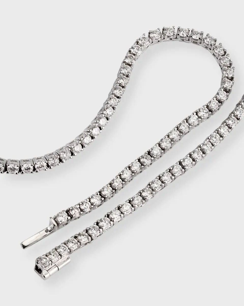 Neiman Marcus Diamonds 18k White Gold Diamond Necklace, 18"L, 8.30tcw | Thumbnail 3