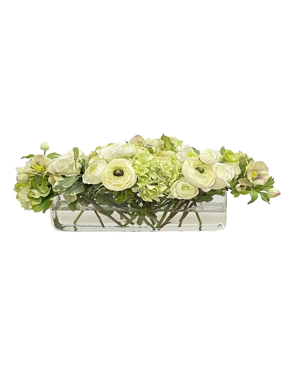 Winward Home Ranunculus Rose Faux Floral Arrangement in Rectangular Vase | Thumbnail 3