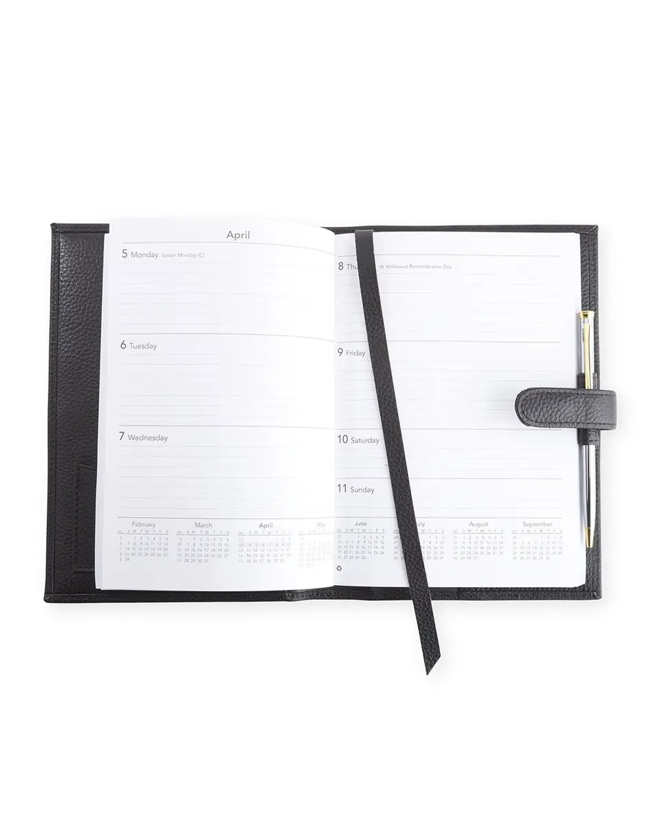 Royce New York Monogrammed Executive Weekly Leather Calendar Planner, Personalized | Thumbnail 3