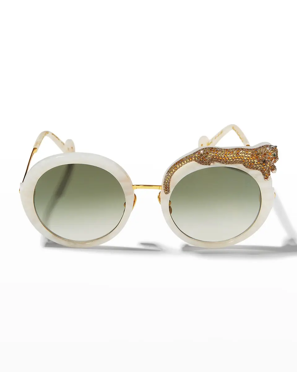 Anna-Karin Karlsson Rose et la Roue Round Crystal-Embellished Leopard Sunglasses | Thumbnail 2 Anna-Karin Karlsson Rose et la Roue Round Crystal-Embellished Leopard Sunglasses | Thumbnail 2