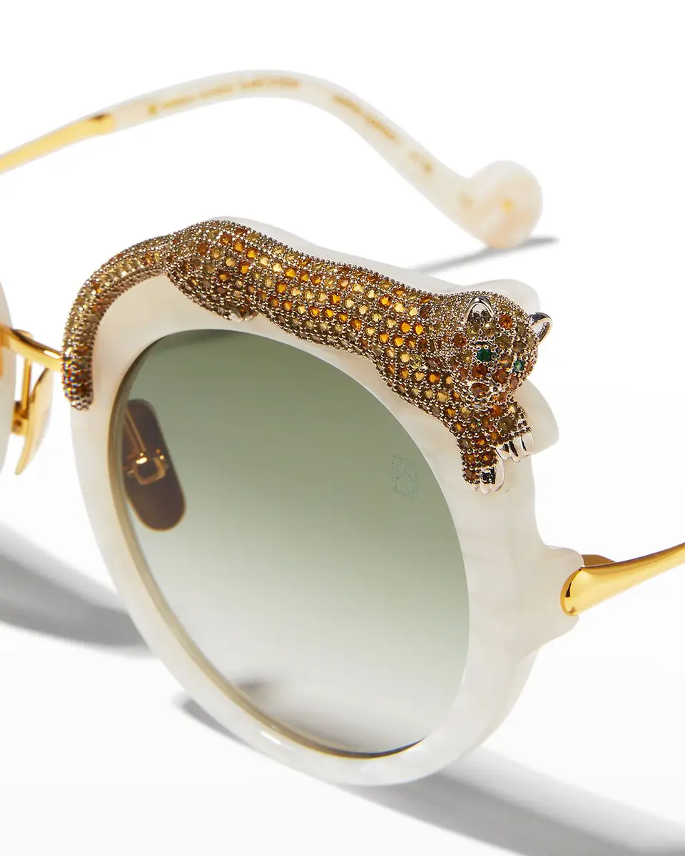 Anna-Karin Karlsson Rose et la Roue Round Crystal-Embellished Leopard Sunglasses | Thumbnail 3 Anna-Karin Karlsson Rose et la Roue Round Crystal-Embellished Leopard Sunglasses | Thumbnail 3