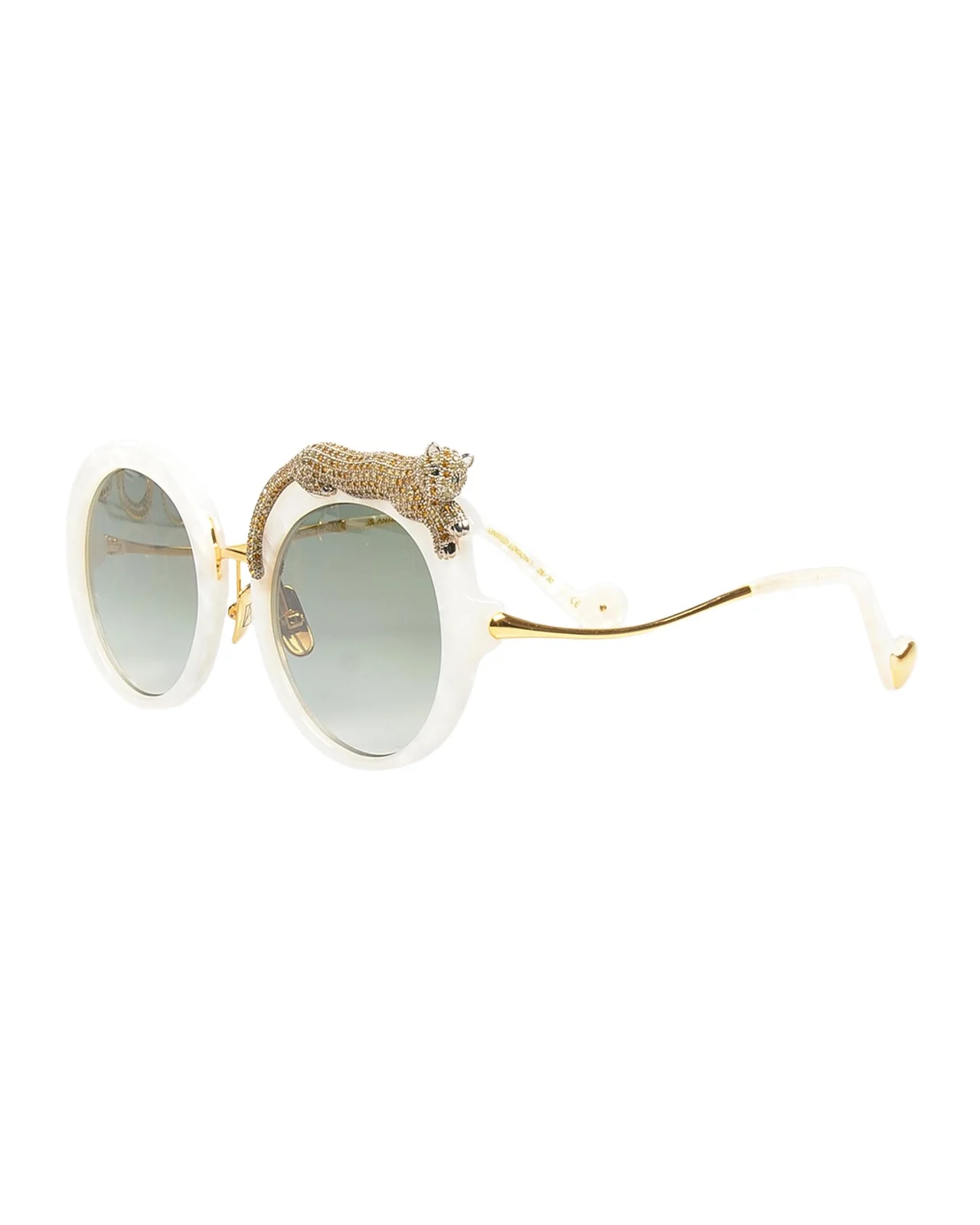 Anna-Karin Karlsson Rose et la Roue Round Crystal-Embellished Leopard Sunglasses