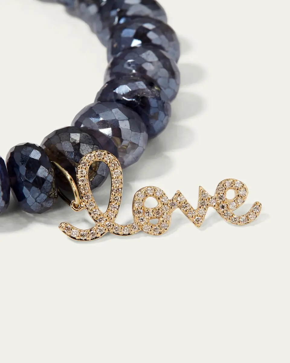 Sydney Evan Medium Love Script on 10mm Iolite Bracelet | Thumbnail 3 Sydney Evan Medium Love Script on 10mm Iolite Bracelet | Thumbnail 3