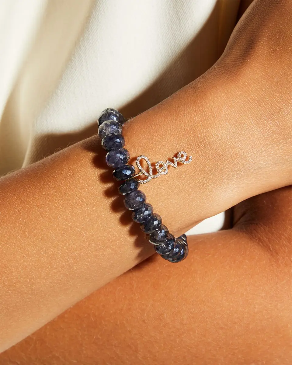 Sydney Evan Medium Love Script on 10mm Iolite Bracelet | Thumbnail 5 Sydney Evan Medium Love Script on 10mm Iolite Bracelet | Thumbnail 5