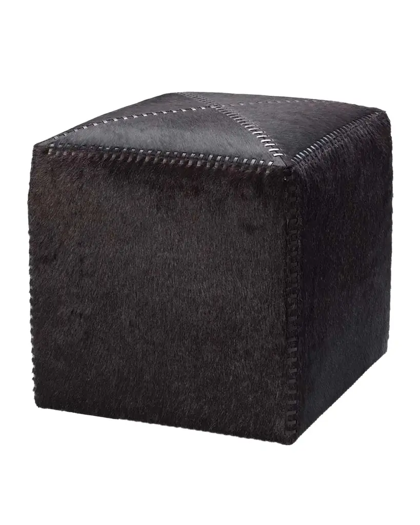 Jamie Young Small Espresso Hair Hide Ottoman | Image 1 Jamie Young Small Espresso Hair Hide Ottoman | Image 1