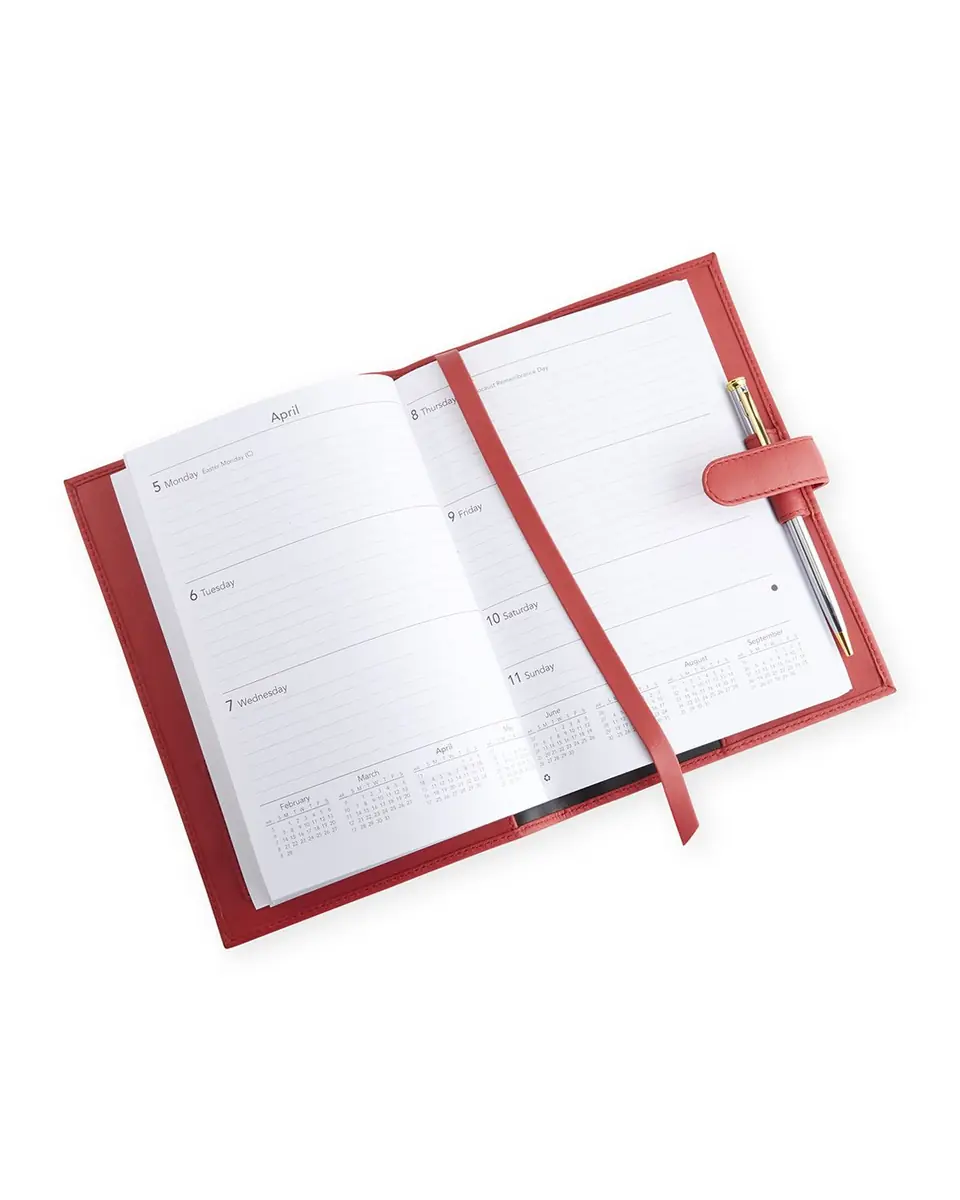 Royce New York Monogrammed Executive Weekly Leather Calendar Planner, Personalized | Thumbnail 3