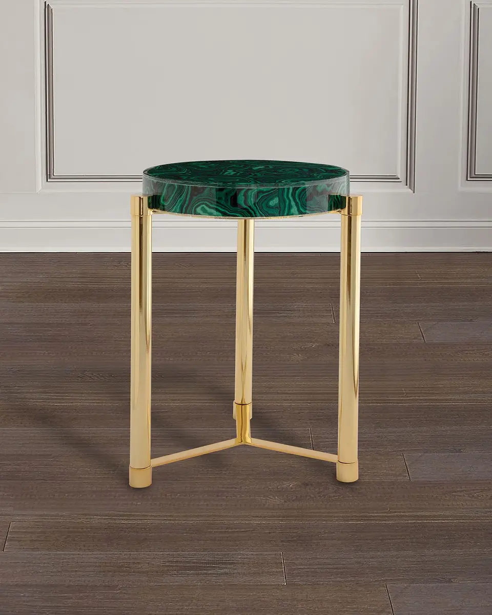 Port 68 Malachite Style Gold Accent Table | Image 1 Port 68 Malachite Style Gold Accent Table | Image 1