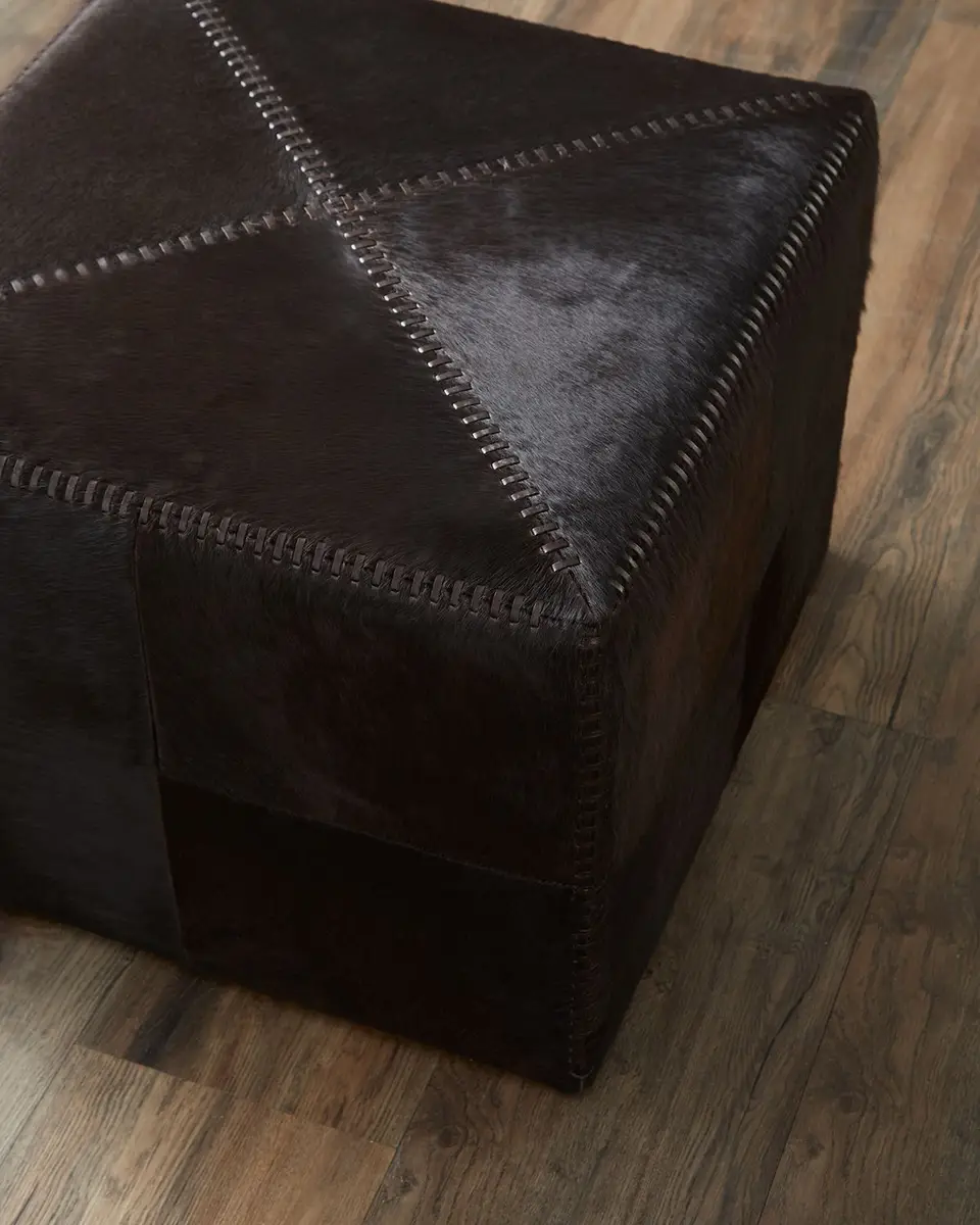 Jamie Young Espresso Hair Hide Ottoman | Thumbnail 2 Jamie Young Espresso Hair Hide Ottoman | Thumbnail 2