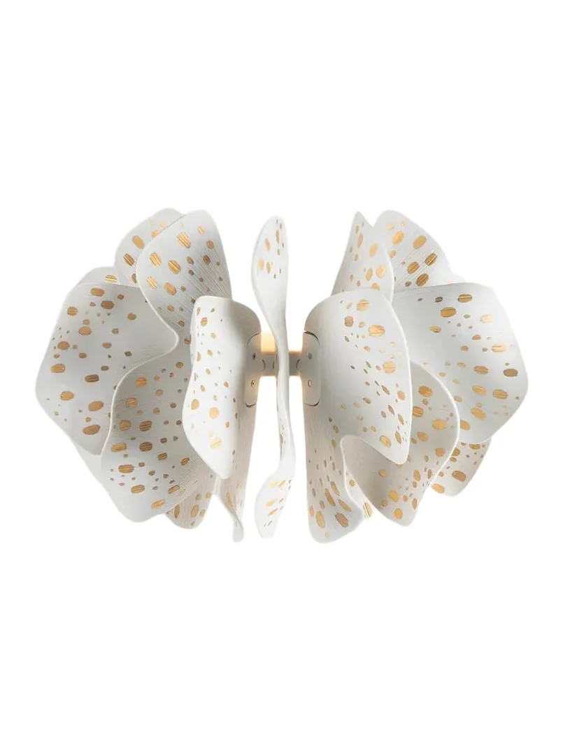 Lladro Nightbloom White Gold Wall Light