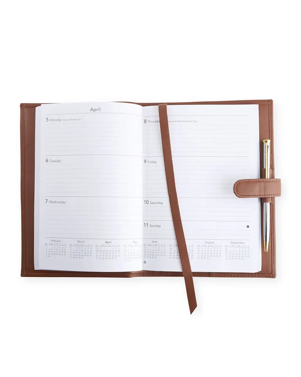 Royce New York Monogrammed Executive Weekly Leather Calendar Planner, Personalized | Thumbnail 2