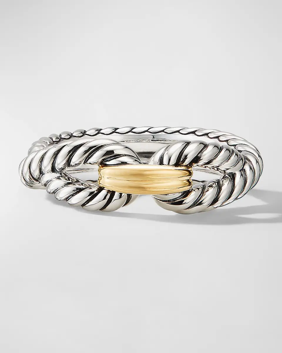 David Yurman Cable Loop Ring in Silver with 18K Gold, 8mm | Thumbnail 3 David Yurman Cable Loop Ring in Silver with 18K Gold, 8mm | Thumbnail 3