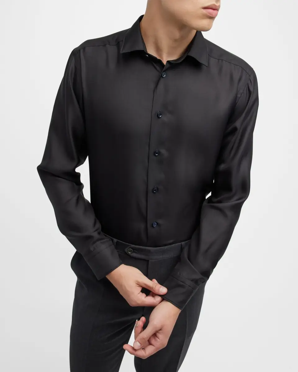 Eton Men's Slim-Fit Silk Dress Shirt | Thumbnail 6 Eton Men's Slim-Fit Silk Dress Shirt | Thumbnail 6