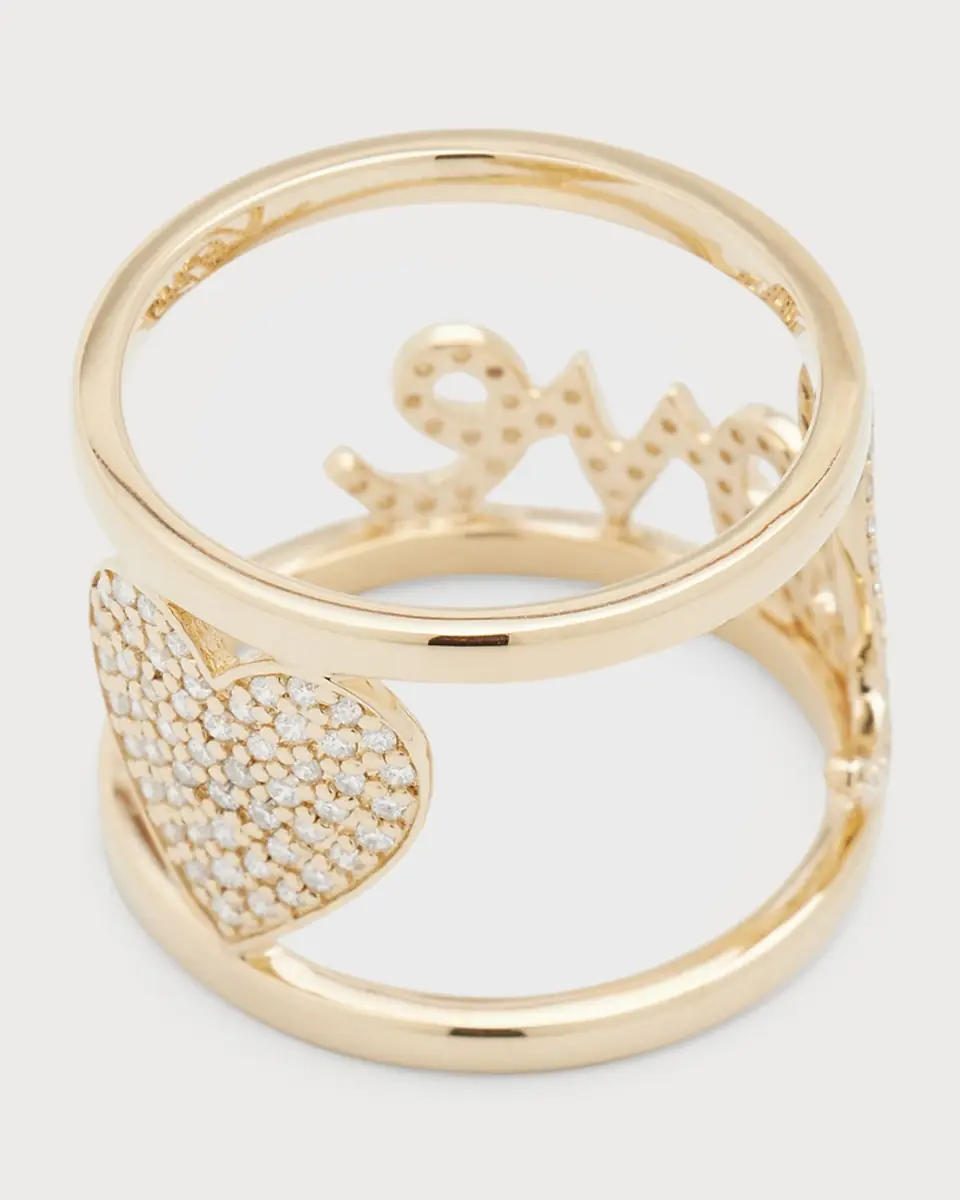 Sydney Evan Diamond Pave Large Love Double Band Ring, Size 7 | Thumbnail 4