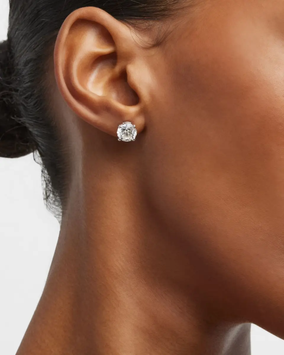 Neiman Marcus Lab Grown Diamonds Lab Grown Diamond 18K White Gold Round Stud Earrings | Image 1 Neiman Marcus Lab Grown Diamonds Lab Grown Diamond 18K White Gold Round Stud Earrings | Image 1