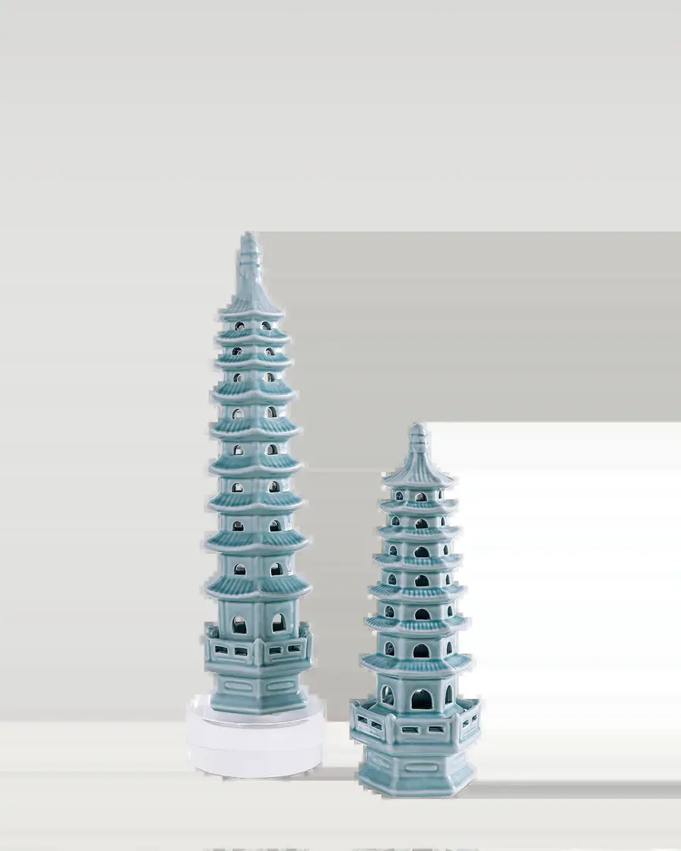 Port 68 Green Tall Pagoda Table Accents, Set of 2 | Thumbnail 2 Port 68 Green Tall Pagoda Table Accents, Set of 2 | Thumbnail 2