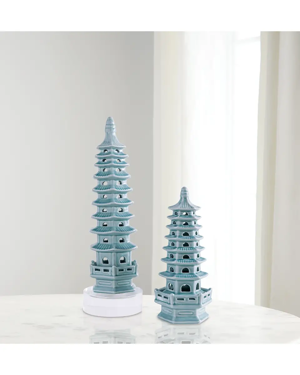 Port 68 Green Tall Pagoda Table Accents, Set of 2 | Thumbnail 3 Port 68 Green Tall Pagoda Table Accents, Set of 2 | Thumbnail 3
