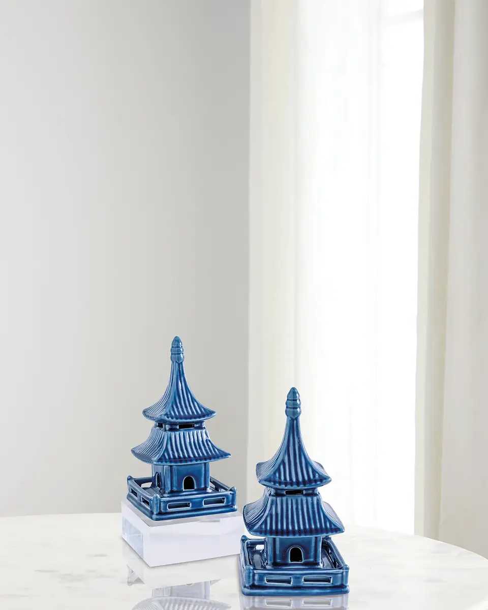 Port 68 Green Short Pagoda Table Accents, Set of 2