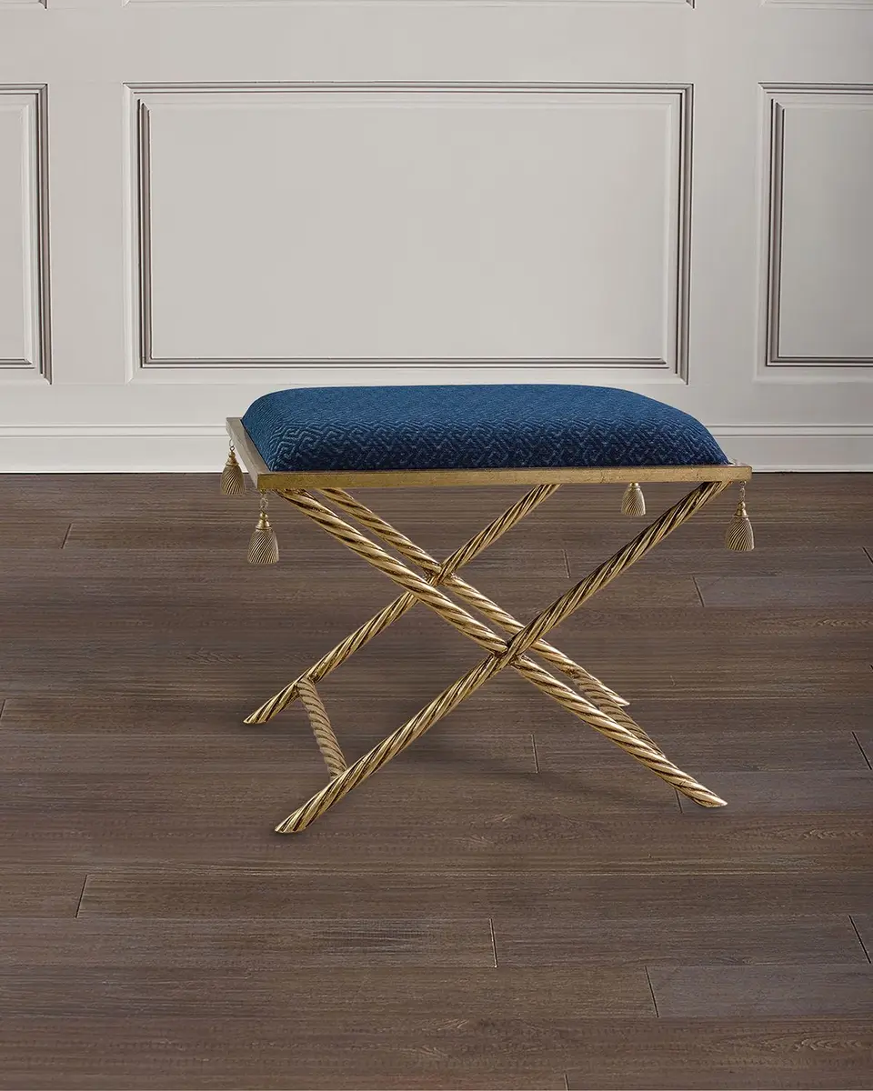 Port 68 Delfern Tasseled Gold Leaf Bench | Image 1 Port 68 Delfern Tasseled Gold Leaf Bench | Image 1